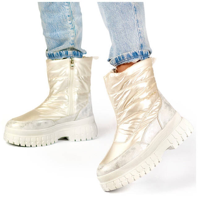 Bottes de neige femme à semelle épaisse, blanc perle 81325-2W blanche Bottes de neige femme à semelle épaisse, blanc perle 81325-2W blanche