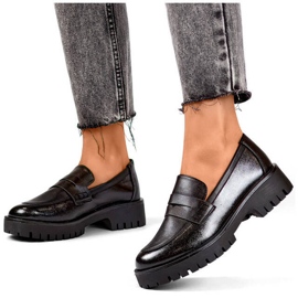 Mocassins femme à semelle épaisse, mocassins noirs XR-374B le noir