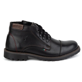 Olivier Bottes d'hiver pour hommes avec fermeture éclair, cuir 963MP, noir avec noir le noir