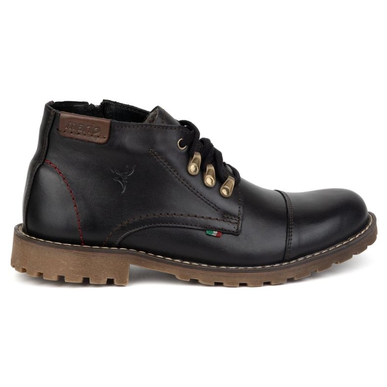 Olivier Bottes d'hiver en cuir pour hommes 963MP noires et marron le noir