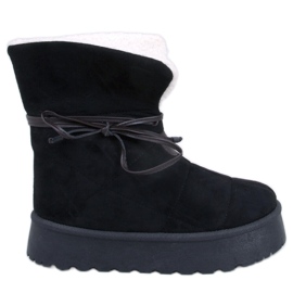 Bottes de neige noires en peau de mouton