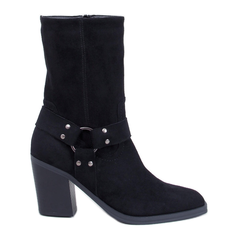 Hardin Bottes cowboy en daim noir le noir