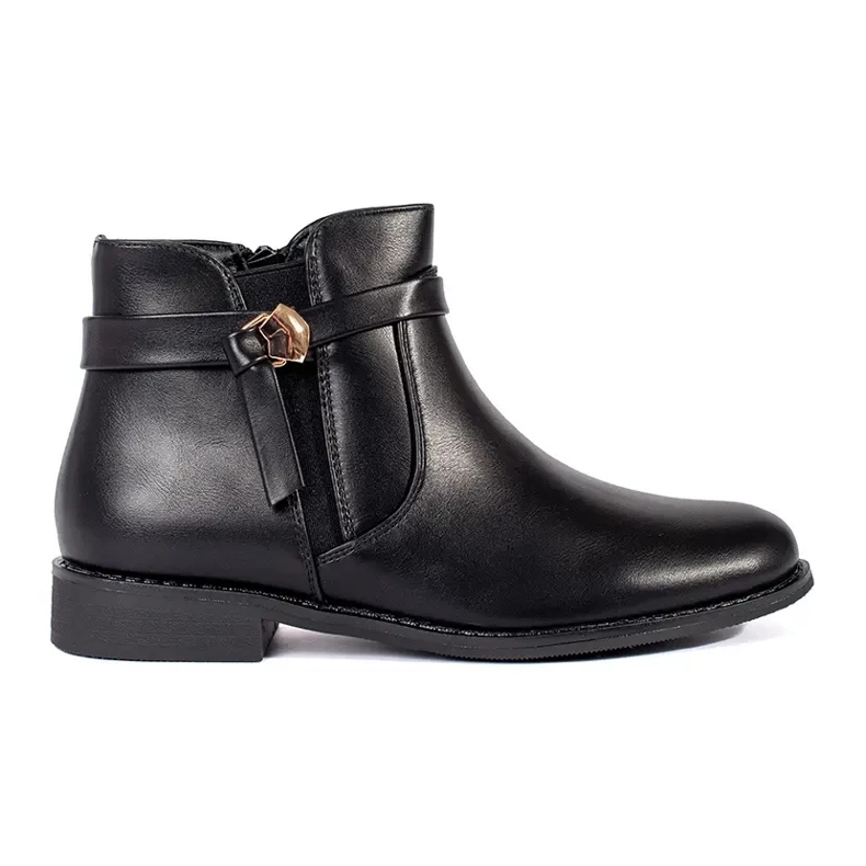 Bottines femme noires à bride talon bas le noir Bottines femme noires à bride talon bas le noir