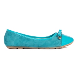 Ballerines plates femme bleues à bout verni