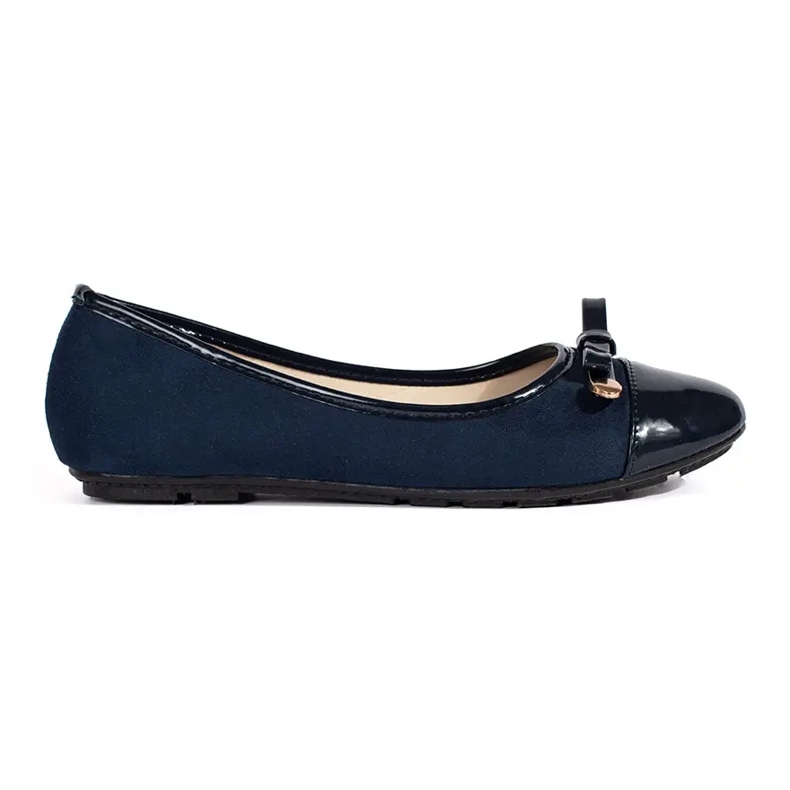 Ballerines plates femme bleu marine à bout verni