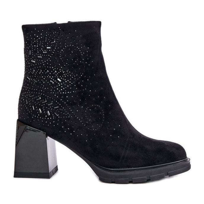 S.Barski Bottes isolées pour femmes à talon haut avec décoration D&amp;A MR880-130 Noir le noir