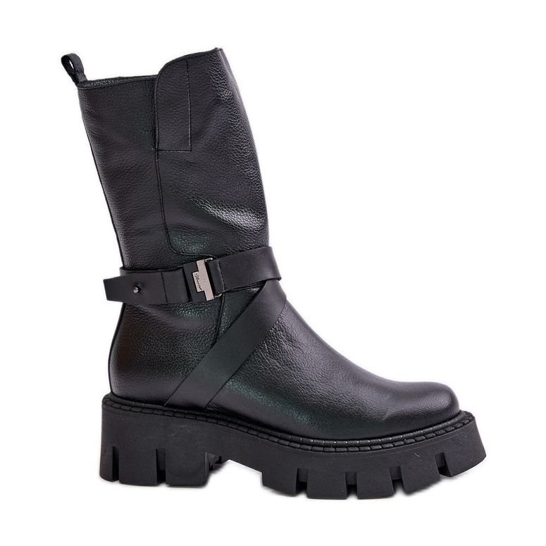 Bottes isolées en cuir naturel pour femmes Laura Messi 2859 Noir le noir