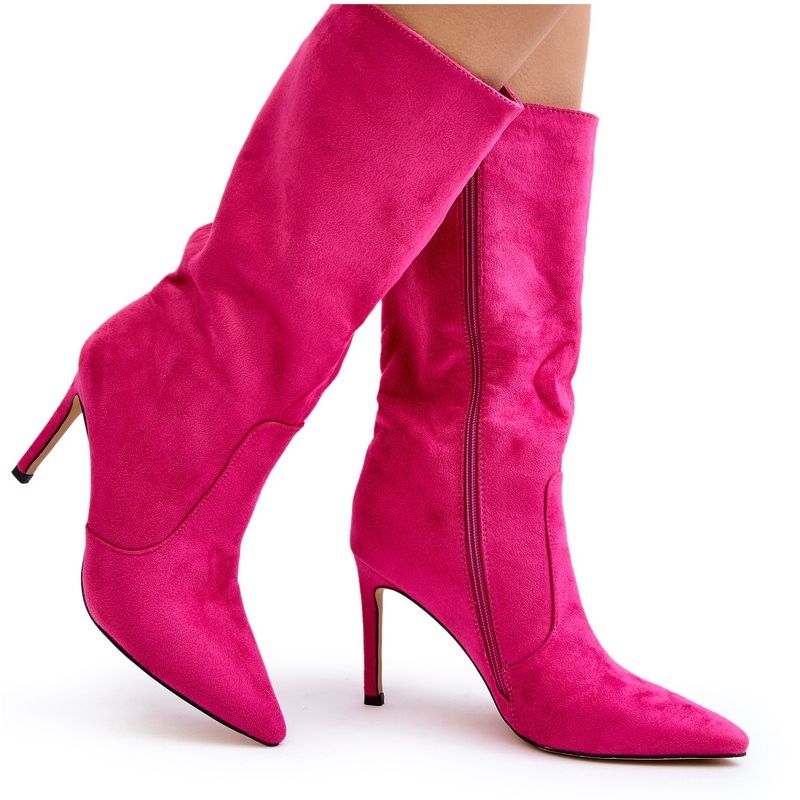 Bottes a talons hauts fuchsia pour femmes Chaussures a la mode