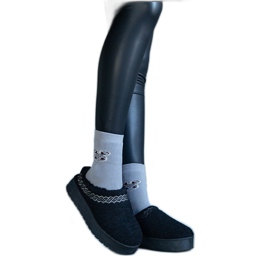 Boots de neige à plateforme noires avec tige basse et motif Greene brodé le noir