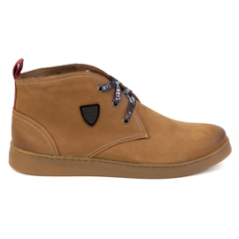 Chaussures Chukka en cuir pour hommes KAMPOL 110/410 marron clair beige