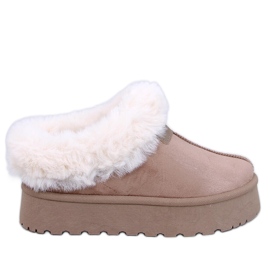 Bottines de neige courtes Yogi Khaki avec fourrure beige