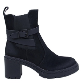 Tanish Bottines noires confortables à talons hauts