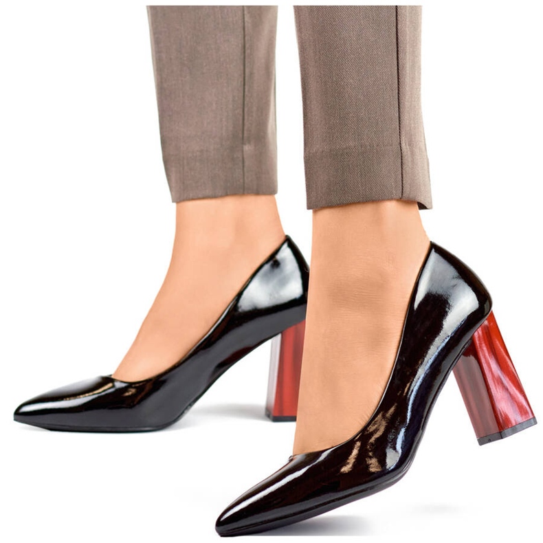 Escarpins hauts vernis rouges pour femmes, noirs GD-FL486B-B le noir