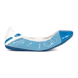 Ballerines souples blanches et bleues avec élastique