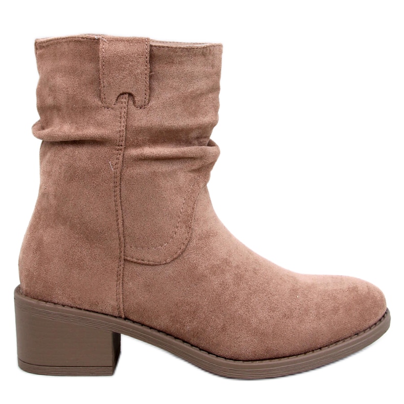 Raney Bottines à talons bas en daim kaki beige