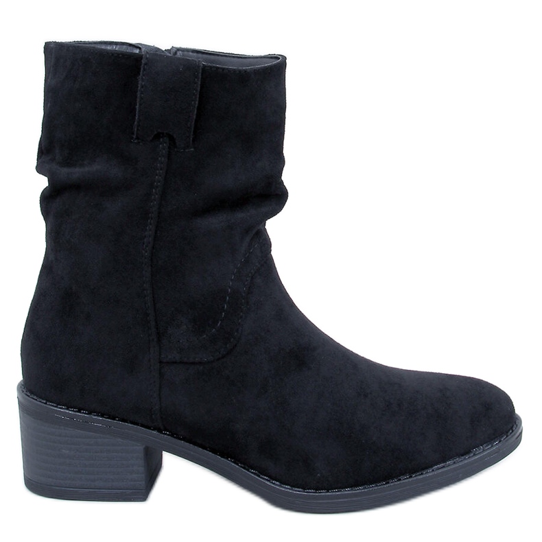 Raney Bottines à talons bas en daim noir le noir