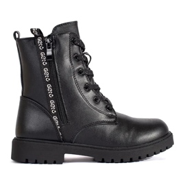 Boots noires à lacets fille