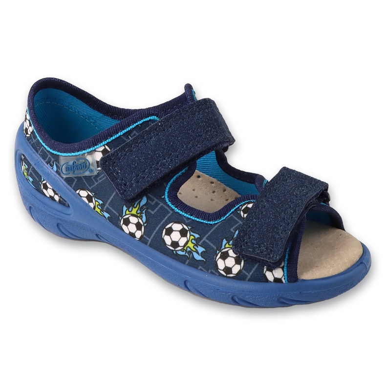 Sandales velcro enfant Befado avec empiècement en cuir 063X020 bleu marine Sandales velcro enfant Befado avec empiècement en cuir 063X020 bleu marine