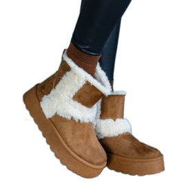 Bottes de neige à plateforme en éco-daim marron décorées de fourrure de Peters brun
