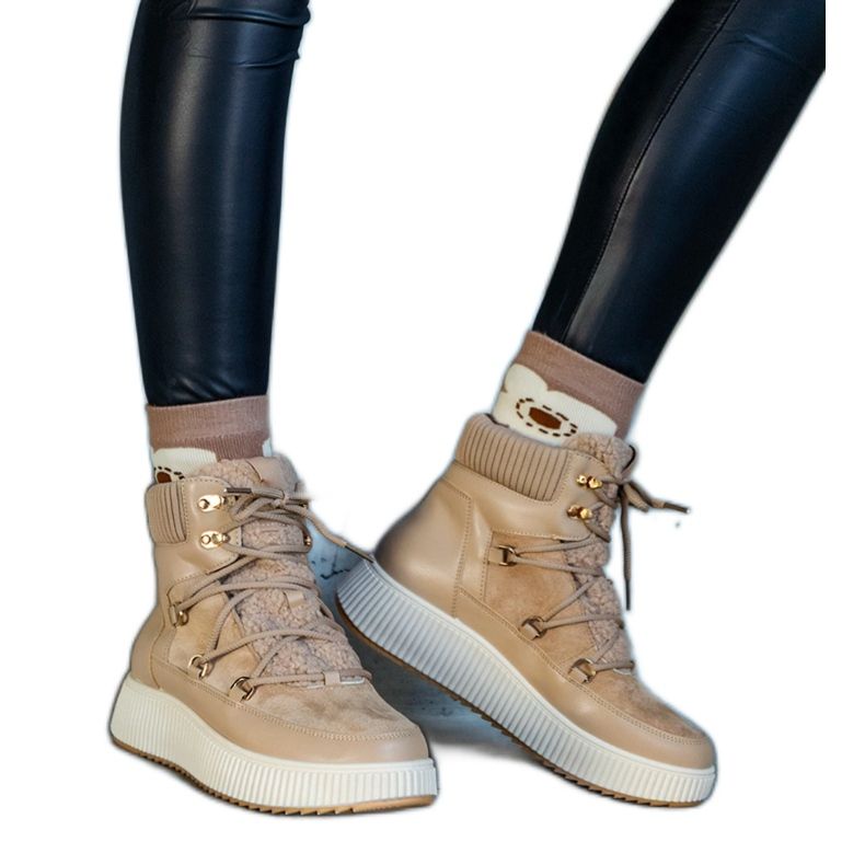 Bottines Rosemarie beige à semelle épaisse