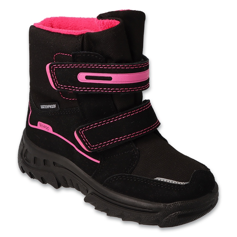 Chaussures de trekking Befado avec velcro et membrane 615X003, noir et rose le noir