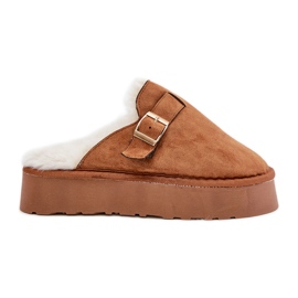 Chaussons Pour Femmes Sur Semelle Épaisse Avec Fourrure Et Boucle Camel Linneola brun