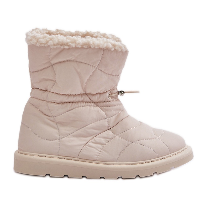 Bottes de neige pour femmes avec cordon de serrage isolées avec fourrure, peau de mouton beige clair Vamidra