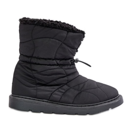 Bottes de neige noires Vamidra pour femmes avec cordon de serrage isolées avec fourrure le noir