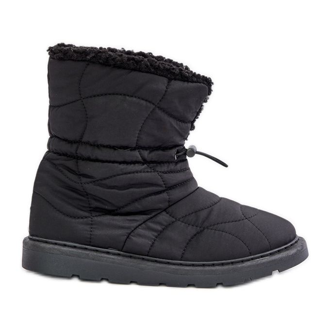 Bottes de neige noires Vamidra pour femmes avec cordon de serrage isolées avec fourrure le noir Bottes de neige noires Vamidra pour femmes avec cordon de serrage isolées avec fourrure le noir