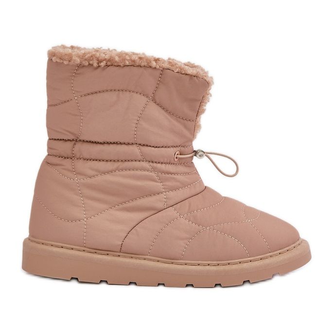 Bottes de neige pour femmes avec cordon de serrage isolées avec fourrure en peau de mouton Beige Vamidra Bottes de neige pour femmes avec cordon de serrage isolées avec fourrure en peau de mouton Beige Vamidra