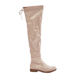 Erynn Cuissardes à talons plats en éco-daim, beige Linnithia