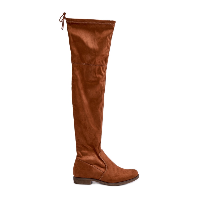 Cuissardes à talons plats en éco-daim Camel Linnithia brun