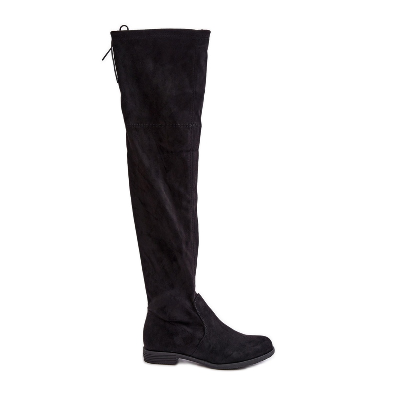 Cuissardes à talons plats en éco-daim, Black Linnithia le noir