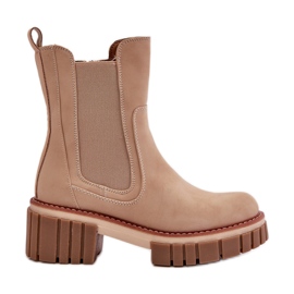 Bottines Chelsea isolées à fermeture éclair beiges Linneviae