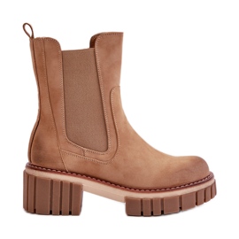 Camel - Bottines Chelsea isolées Linneviae avec fermeture éclair brun
