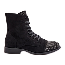 Bottes Plates Décorées, Eco Daim, Chaudes, Noir Ellieo