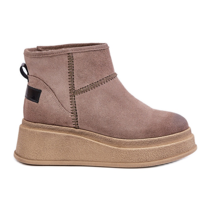 Bottes de Neige en Cuir Daim avec Plateforme et Compensée Maciejka 06769-02 Marron Foncé brun