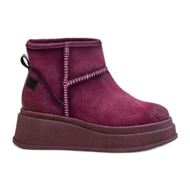 Bottes De Neige En Cuir Daim Sur Plateforme Et Compensée Maciejka 06769-23 Bordeaux rouge