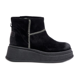 Bottes De Neige En Cuir Daim Sur Plateforme Et Compensée Maciejka 06769-01 Noir