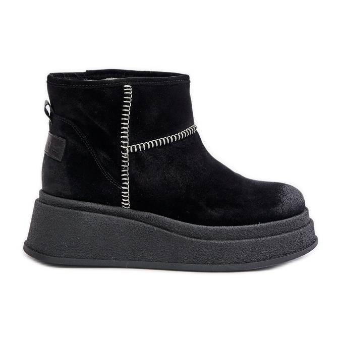 Bottes De Neige En Cuir Daim Sur Plateforme Et Compensée Maciejka 06769-01 Noir le noir