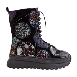 Bottes En Cuir Daim Sur Plateforme Chaude Maciejka 06565-01 Noir le noir