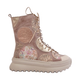 Bottes en Cuir Daim sur Plateforme Chaude Maciejka 06565-04 Beige