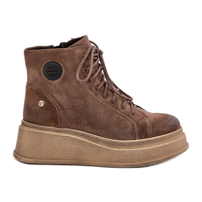 Bottines en Daim à Plateforme Massive Maciejka 06309-02 Marron Foncé brun
