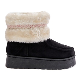 Bottes de neige à plateforme pour femme avec fourrure et motif, noir Deepanti