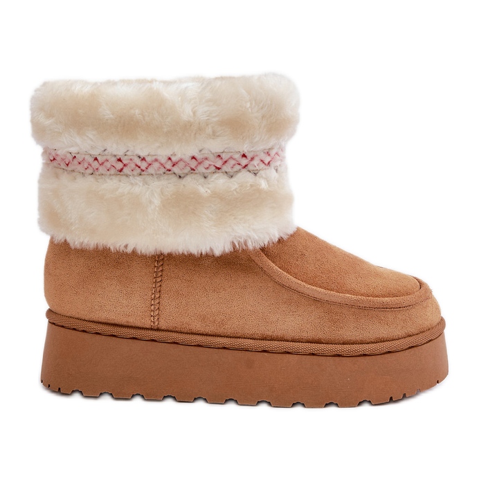 Bottes de neige à plateforme pour femmes avec fourrure et motif Camel Deepanti brun