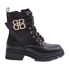 Bottes chaudes pour femmes avec décoration dorée, noir Nealithra le noir