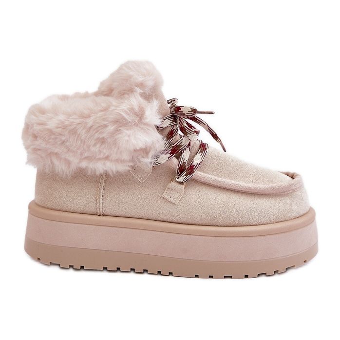 Bottes de neige basses à plateforme avec fourrure pour femme, beige clair Neathren