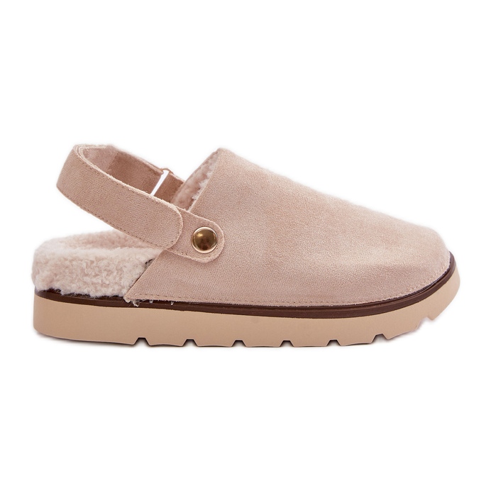 Chaussons plateforme pour femme, doublés de fourrure, peau de mouton beige par Sanilora