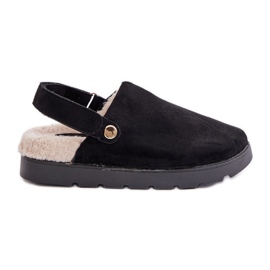 Pantoufles à plateforme pour femmes, doublées de fourrure, type peau de mouton, noires par Sanilora
