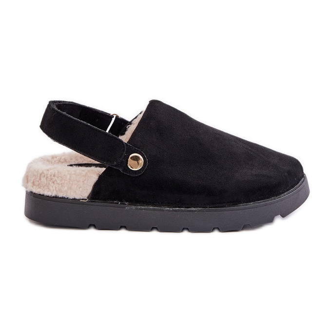 Pantoufles à plateforme pour femmes, doublées de fourrure, type peau de mouton, noires par Sanilora